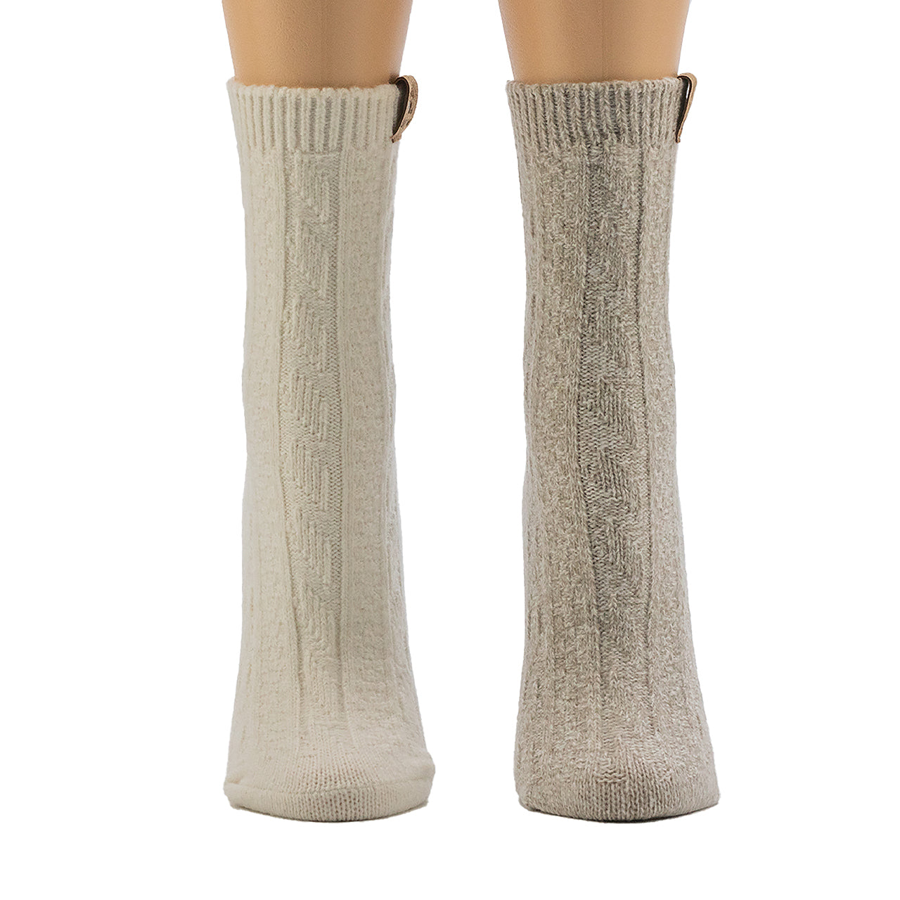 LADIES GEO TEXTURE ANKLET 2PK IVORY - Image 3