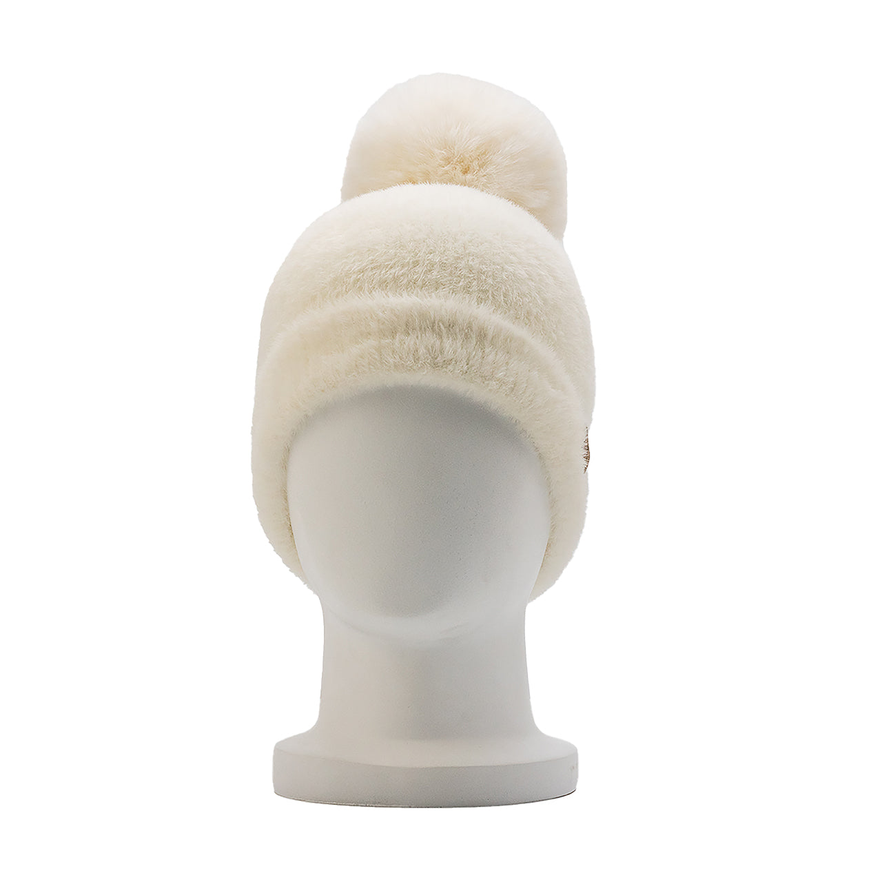 LADIES FURRY CUFF HAT W/POM EGRET - Image 2