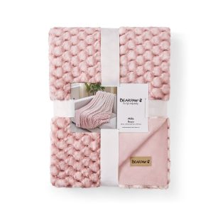 Milie Faux Fur Throw Blanket Tea Rose