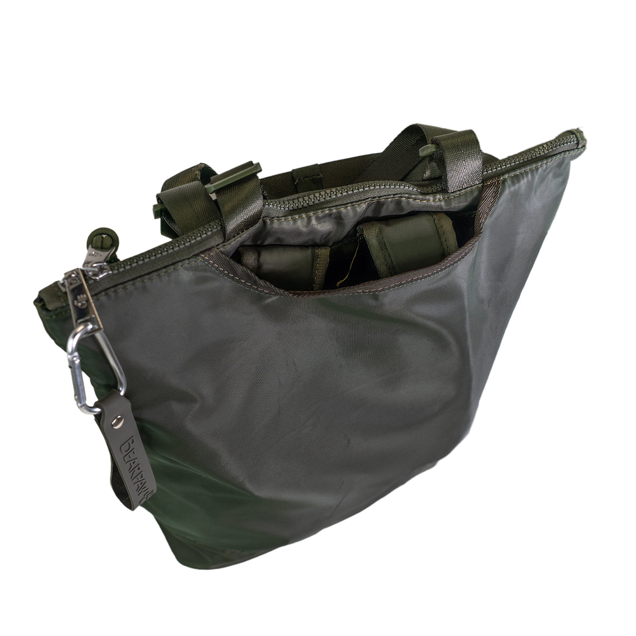 CONVERTIBLE NYLON TOTE / BACKPACK DARK OLIVE - Image 6