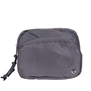 SQUARE DOUBLE ZIP WAIST BAG/SLING DARK GRAY