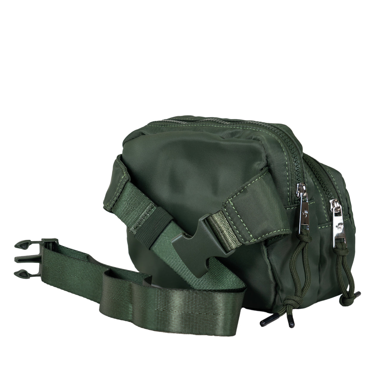 SQUARE DOUBLE ZIP WAIST BAG/SLING OLIVE - Image 5